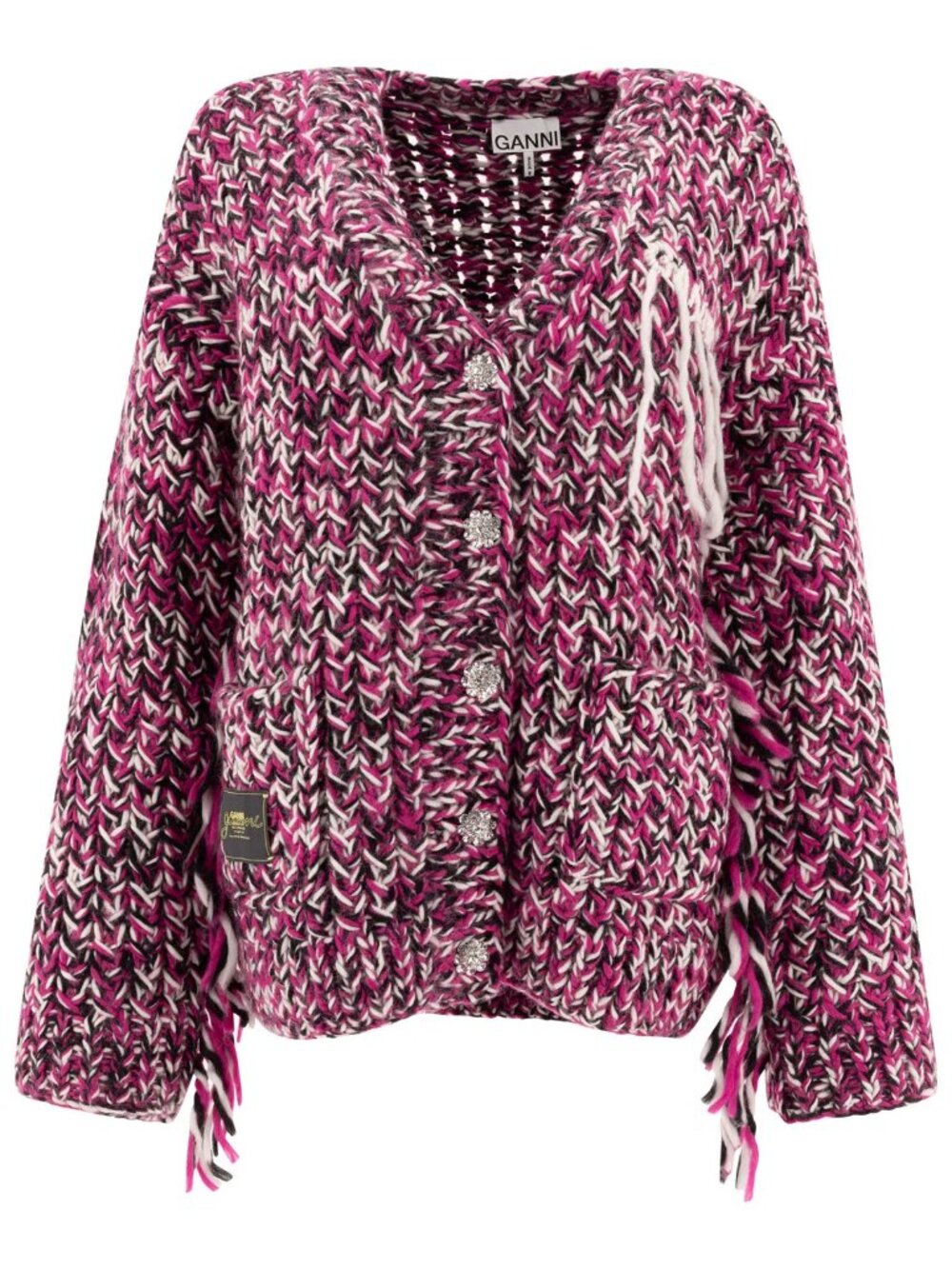 GANNI chunky-knit cardigan 100% Wool XXS/XS